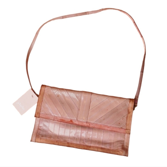 Vintage Pink Eel Skin Leather Purse - Picture 1 of 9